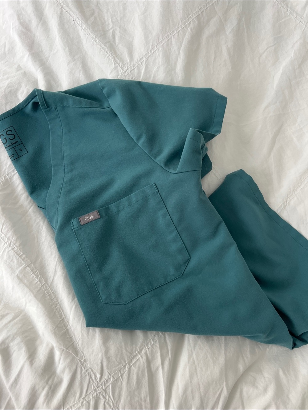 Figs Teal-Green Medical Scrub Top S